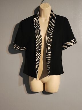 Sherri Martin New York Women's Black Animal Print Blazer